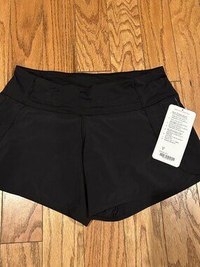 NWT LULULEMON Run Times Short II Black Lined Running Short Size 6